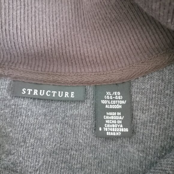 Structure Mens Gray Long Sleeve Full Zip Mock Neck Knitted Sweater Size XL - Picture 5 of 7